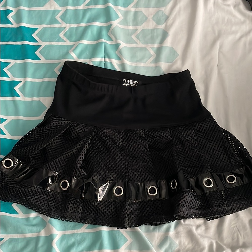 Tripp nyc Black Skirt with Grommet Detail